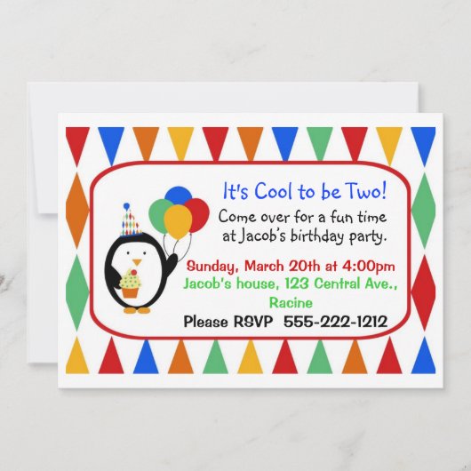 Penguin Birthday Party Einladung (Vorderseite)