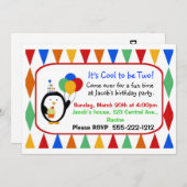 Penguin Birthday Party Einladung (Vorne/Hinten)