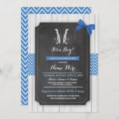 Penguin-blaues Baby-Duschen-Party-Jungen-Holz lädt Einladung (Vorne/Hinten)