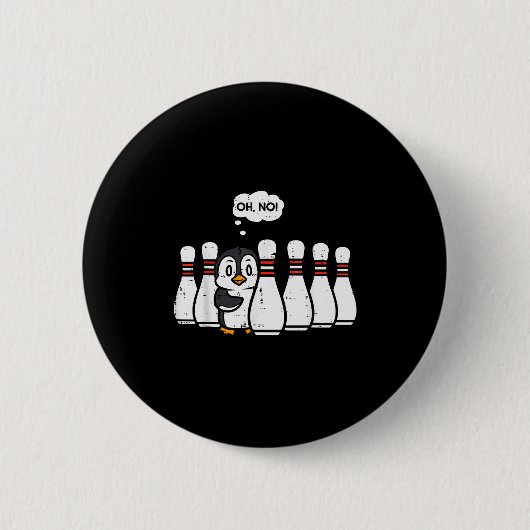 Penguin Bowling Ns Oh No Funny Bowler Player Men W Button (Vorderseite)