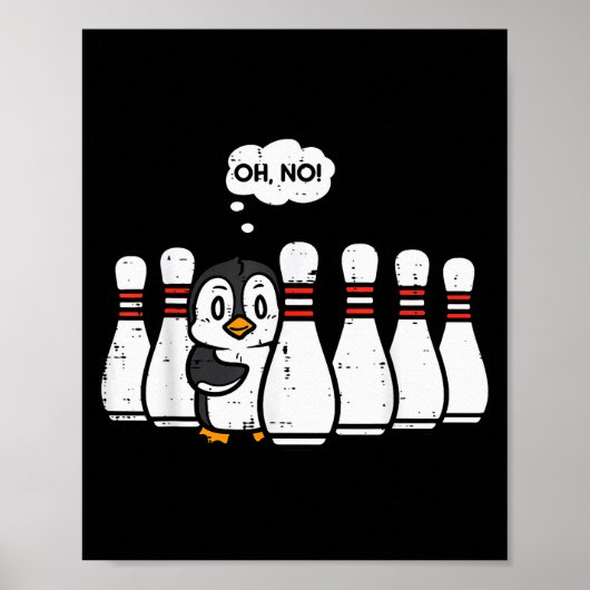 Penguin Bowling Ns Oh No Funny Bowler Player Men W Poster (Vorne)