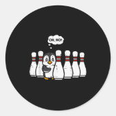 Penguin Bowling Ns Oh No Funny Bowler Player Men W Runder Aufkleber (Vorderseite)