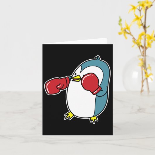 Penguin Boxing Karte (Gelbe Blume)