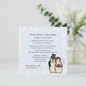 Penguin Bride and Groom Wedding Einladung (Stehend Vorderseite)