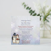 Penguin Bride and Groom Wedding Square Einladung (Stehend Vorderseite)