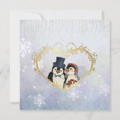 Penguin Bride and Groom Wedding Square Einladung (Rückseite)