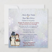Penguin Bride and Groom Wedding Square Einladung (Vorderseite)