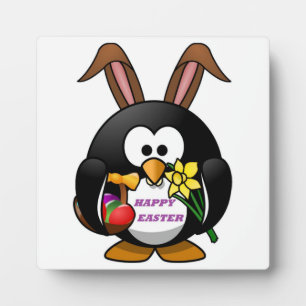 PENGUIN BUNNY "HAPPY EASTER" FOTOPLATTE