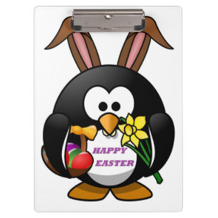 PENGUIN BUNNY "HAPPY EASTER" KLEMMBRETT
