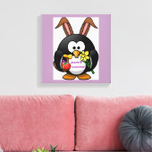 PENGUIN BUNNY "HAPPY EASTER" LEINWANDDRUCK (Insitu (Wohnzimmer))