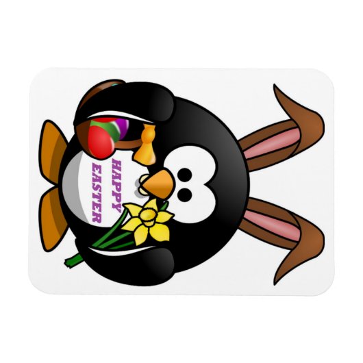 PENGUIN BUNNY "HAPPY EASTER" MAGNET (Horizontal)