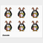 PENGUIN BUNNY "HAPPY EASTER" QUADRATISCHER AUFKLEBER (Blatt)