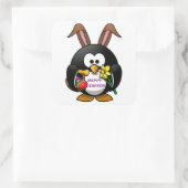 PENGUIN BUNNY "HAPPY EASTER" QUADRATISCHER AUFKLEBER (Tasche)