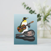 Penguin Busking Postkarte (Stehend Vorderseite)