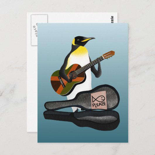 Penguin Busking Postkarte (Vorne/Hinten)