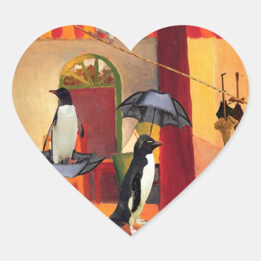Penguin Cafe Herz-Aufkleber (Vorderseite)