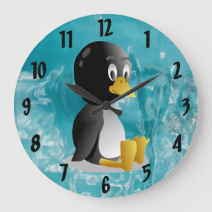 Penguin-Cartoon Wand-Uhr Große Wanduhr