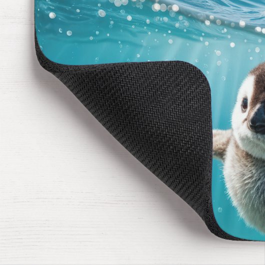 Penguin Chick Swimming In Arctic Water Mousepad (Ecke)
