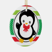 Penguin Christmas Bow Holiday Personalisiert Keramik Ornament (Rechts)