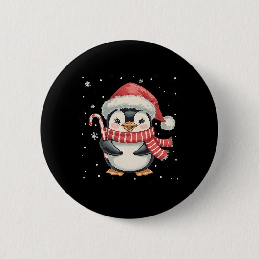 Penguin Christmas Candy Cane Weihnachtsmannmütze F Button (Vorderseite)
