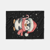 Penguin Christmas Candy Cane Weihnachtsmannmütze F Fleecedecke (Vorderseite (Horizontal))