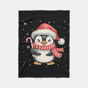 Penguin Christmas Candy Cane Weihnachtsmannmütze F Fleecedecke