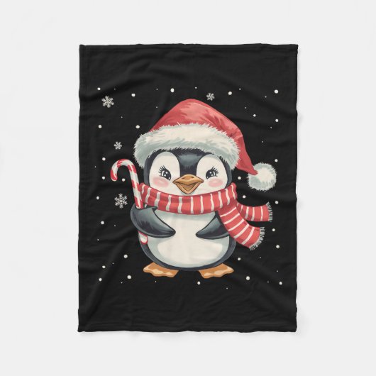 Penguin Christmas Candy Cane Weihnachtsmannmütze F Fleecedecke (Vorderseite)