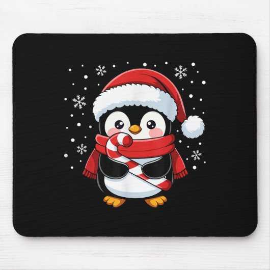 Penguin Christmas Candy Cane Winter Toddler Girl B Mousepad (Vorne)