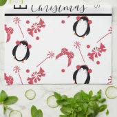 Penguin Christmas Candy Words Geschirrtuch (Gefaltet)