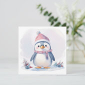 Penguin Christmas Card Feiertagskarte (Stehend Vorderseite)