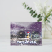 Penguin Christmas Card Feiertagspostkarte (Stehend Vorderseite)
