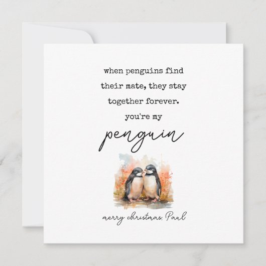 Penguin Christmas Card Husband-Ehefrau Feiertagskarte (Vorderseite)