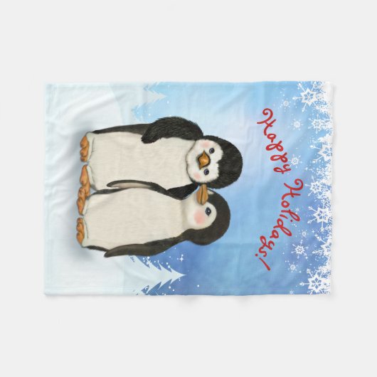 Penguin Christmas Fleece Blanket (Vorderseite (Horizontal))