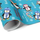 Penguin Christmas Fun Personalisiert Geschenkpapier (Rolleneckpunkt)