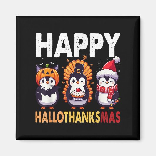 Penguin Christmas Halloween Costume Happy Hallotha Magnet (Vorne)