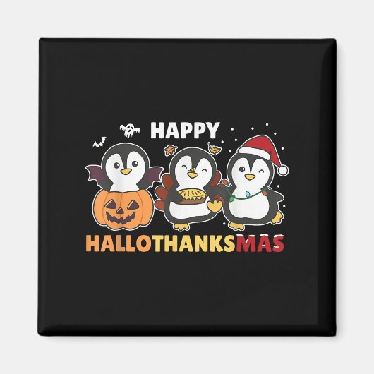 Penguin Christmas Halloween Costume Happy Hallotha Magnet (Vorne)
