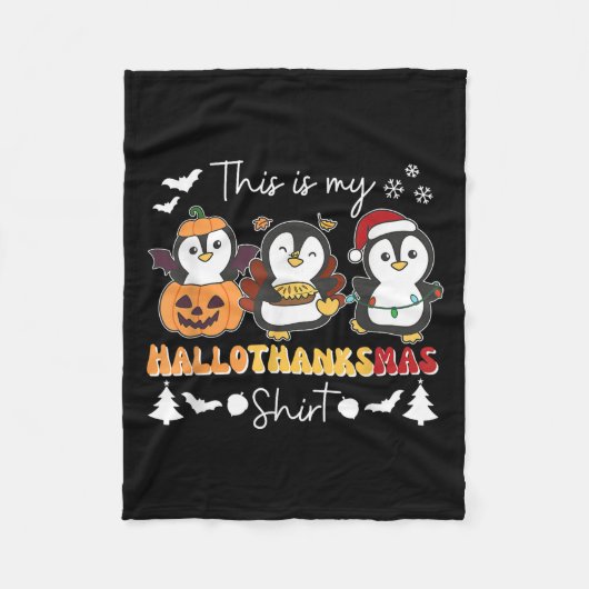 Penguin Christmas Halloween This Is My Hallothanks Fleecedecke (Vorderseite)