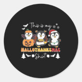 Penguin Christmas Halloween This Is My Hallothanks Runder Aufkleber (Vorderseite)