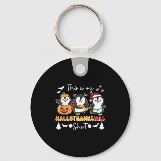 Penguin Christmas Halloween This Is My Hallothanks Schlüsselanhänger (Vorderseite)