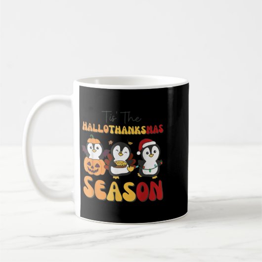 Penguin Christmas Halloween Tis' The Hallothanksma Kaffeetasse (Links)
