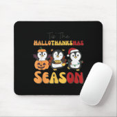 Penguin Christmas Halloween Tis' The Hallothanksma Mousepad (Mit Mouse)