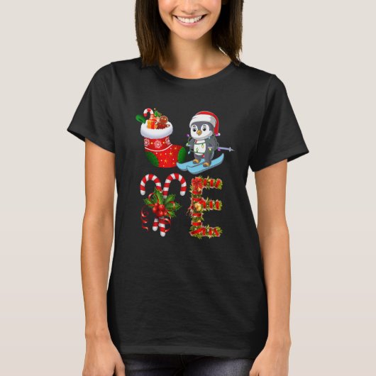 Penguin Christmas Lights Led Santa Hat Christmas T-Shirt (Vorderseite)