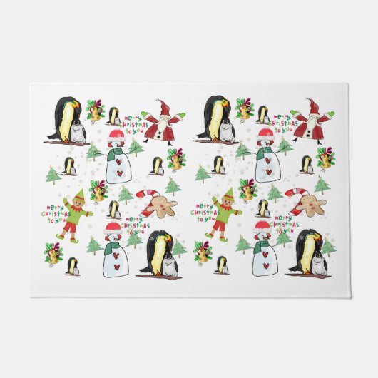 Penguin Christmas Matt Doormat Fußmatte (Vorderseite)