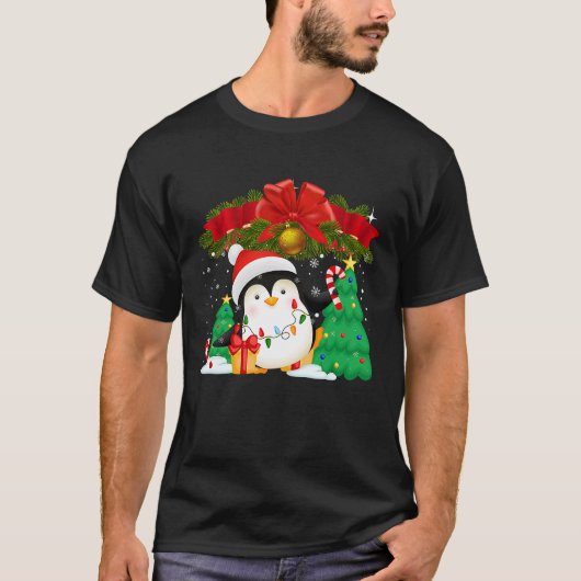 Penguin Christmas Ornament Tree Lights Cute Pengui T-Shirt (Vorderseite)