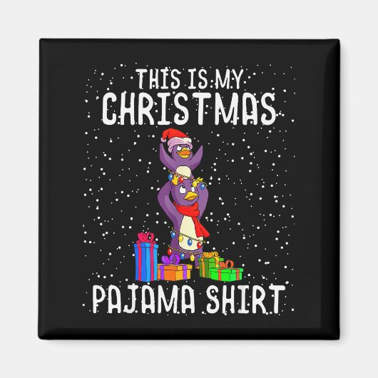 Penguin Christmas Pajama Shirt Penguin Lover Gift  Magnet (Vorne)