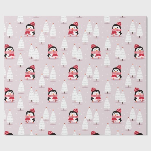 Penguin Christmas Pattern Geschenkpapier (Flach)
