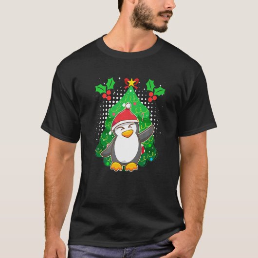 Penguin Christmas Penguin Fir Tree T-Shirt (Vorderseite)