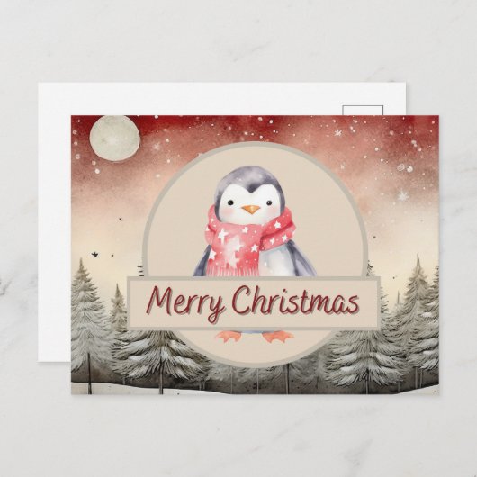 Penguin Christmas Postcard Feiertagspostkarte (Vorne/Hinten)