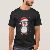 Penguin Christmas Santa Hat Festive Lights Costume T-Shirt (Vorderseite)