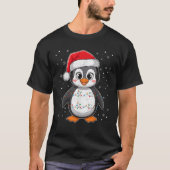 Penguin Christmas Santa Hat Festive Lights Costume T-Shirt (Vorderseite)
